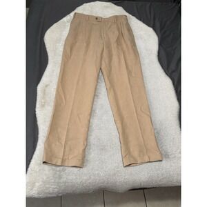 Jos A Bank Mens 100% Linen Pleated Cuffed Dress Pants Size 34x34 Beige